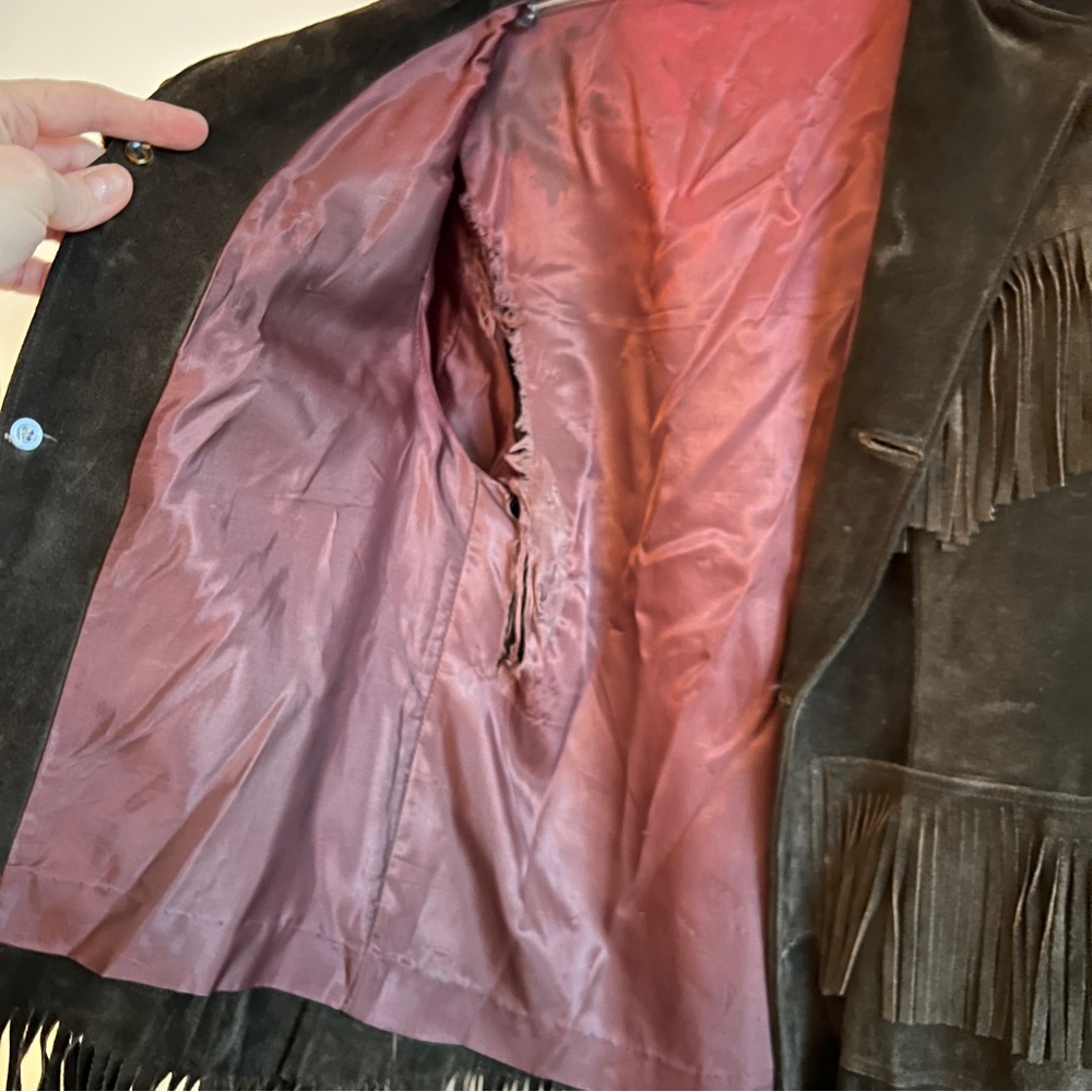 Vintage 60’s Brown Suede Fringe Western Jacket Made in Mexico, Men’s Size 32 XS - Picture 6 of 6